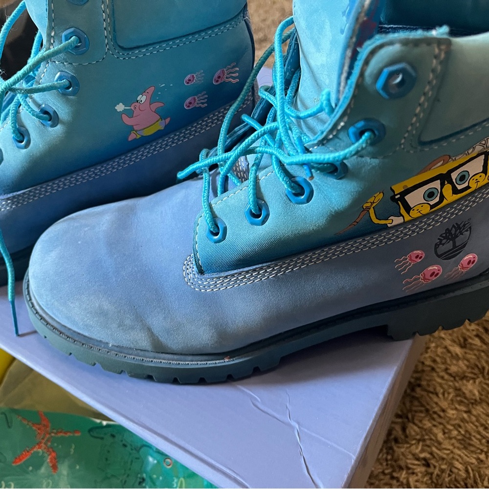 Timberland Kids Blue Boots with Fun Graphics - Picture 3 of 7